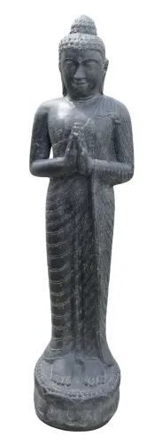 Product image of the product “Standing Buddha, India, 158 cm height, cast stone, handcrafted & coloured 158 cm”